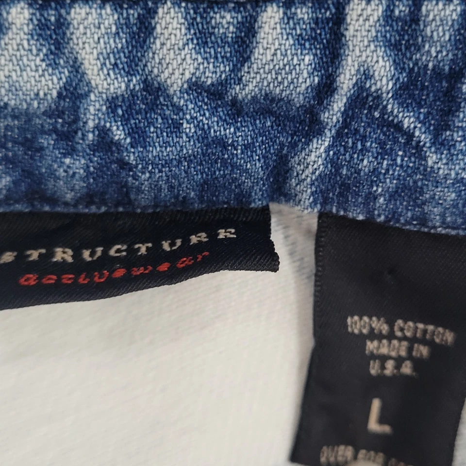 Camisa sin mangas vaquera occidental azul blanca de colección Structure Activewear grande EE. UU. Foto 3 de 4