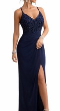 Lipsy Navy Maxi Dress 14 Sequin Ruched Occasion Wedding Evening Party Prom