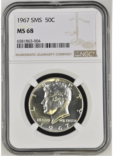 1967 50C SMS Kennedy Half Dollar - NGC MS68 - Free Shipping