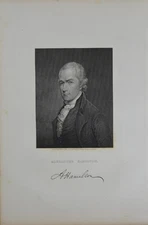 Antique American Revolution Alexander Hamilton Founding Father 1852 Engraving