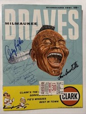 1961 Braves Program /,Signed Braves A. Pafko, L.Burnette/Center Auto L. Burnett