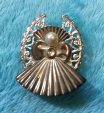 Vintage Gold Tone Angel Brooch Pin w/Faux Pearl Head 1997 AOL