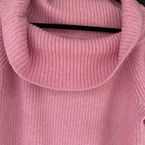 Pull tricoté col vachette rose abondant confortable mélangé recyclé taille M doux chaud - Photo 5/9