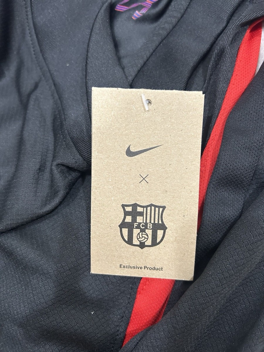 Nike FC Barcelona Long Sleeve Soccer Jersey Black Spotify Dri-Fit