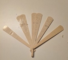 Vintage Carved Ivory Floral Pattern Celluloid Hand Fan