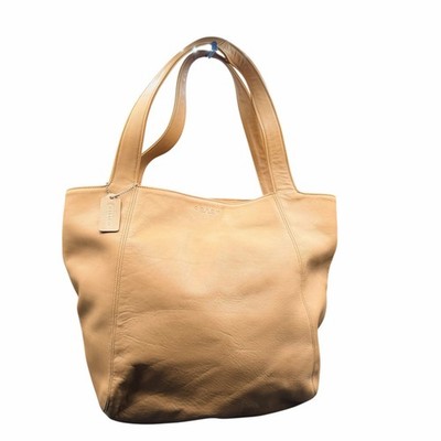Vintage Coach Glove-Tanned Leather Large Tote Bag Beige Tan