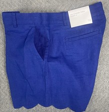 LOFT Women's 12 Sapphire Riviera Scalloped Linen Cotton WASHED TWILL Shorts NWT