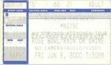 Vintage 2000 Nsync Pink Concert Ticket Stub Pasadena CA Justin Timberlake