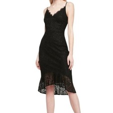 NWT Express Women's Black Lace Cami Dress Hi Low Zip Up Sz M