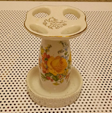 Royal Crown Ceramic Floral Toothbrush Holder White/Multicolor Freestanding