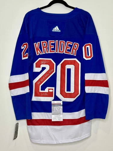 Chris Kreider Signed Autographed New York Rangers Blue Hockey Jersey JSA COA