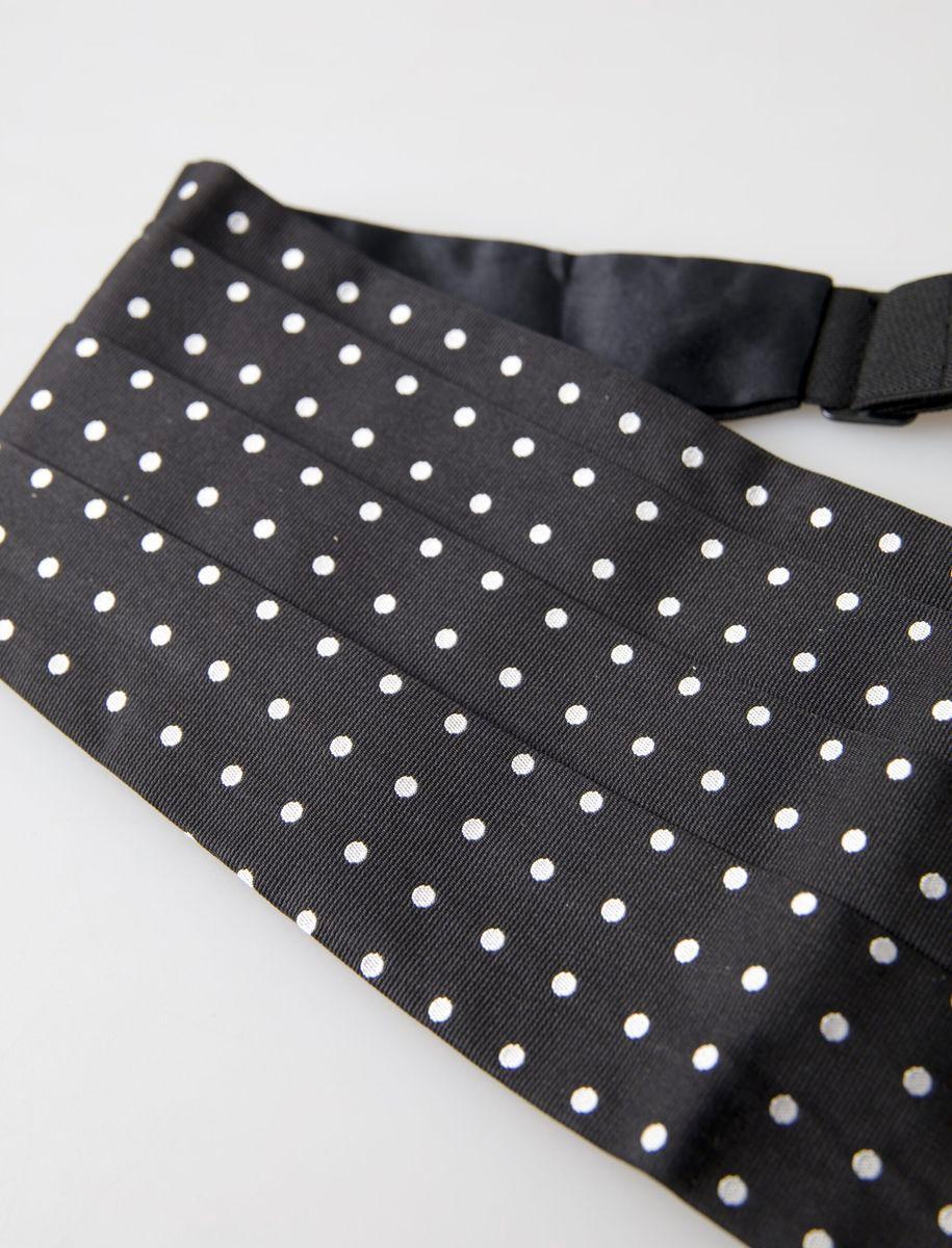 Dolce & Gabbana Black Silk Polka Waist Tuxedo Belt