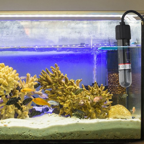 Kleiner Aquarium Heizstrahler schwarz gold sandgef��llt hochwertiges Quarzglas - Bild 9 von 12