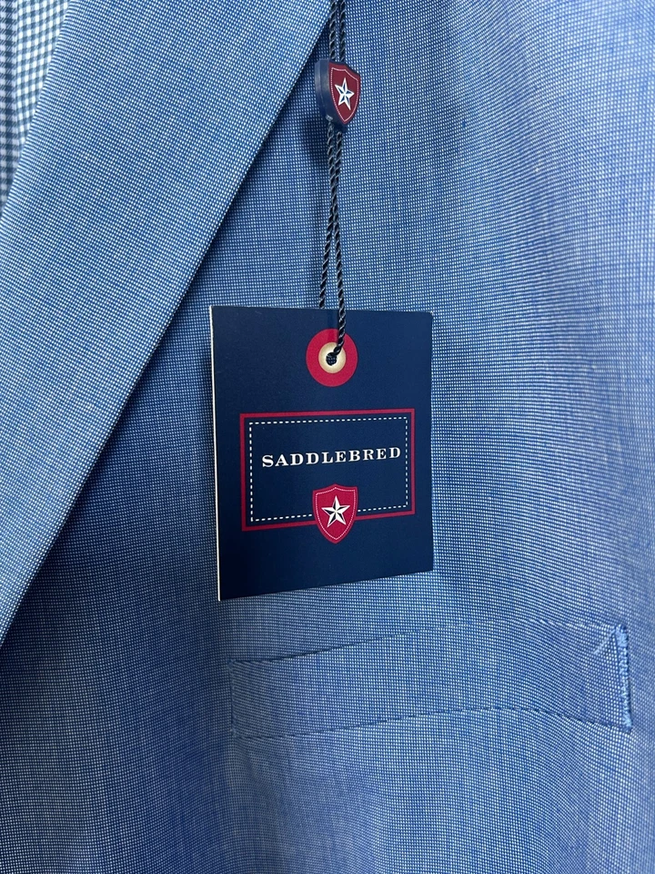 Nuevo abrigo deportivo blazer azul claro 54R talla grande y alto con etiquetas Saddlebred para hombre Foto 3 de 4