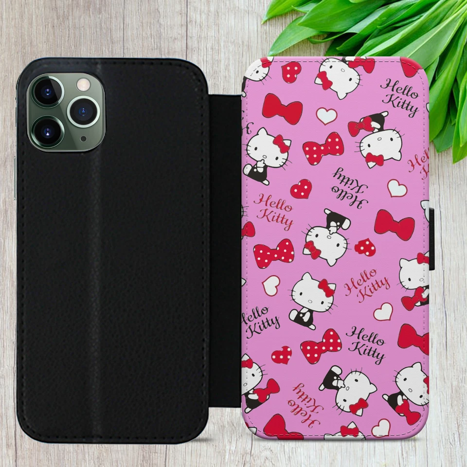 HELLO KITTY FLIP CASE FOR IPHONE SAMSUNG GOOGLE PATTERN GIFT WALLET PHONE COVER - Image 2 of 4
