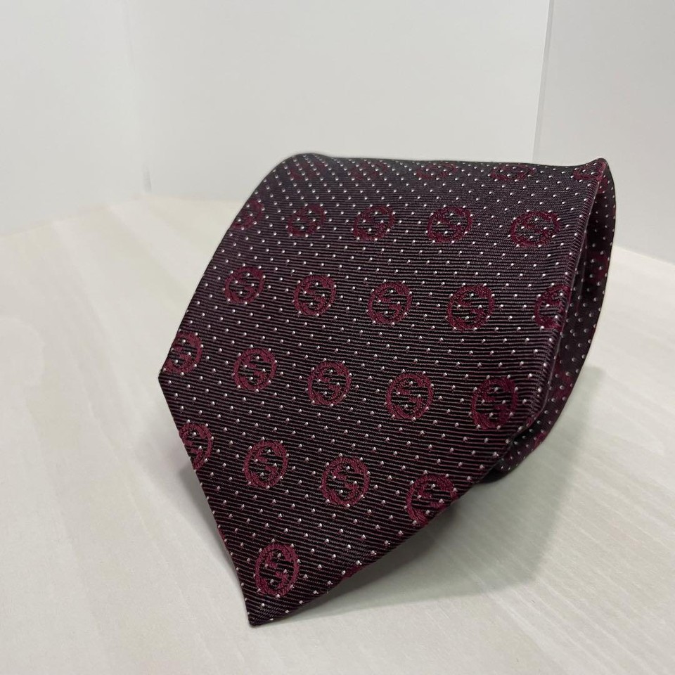 Gucci Tie Gg Pattern Wine Red Dark Bordeaux eBay