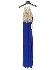 NWT Blondie Nites by Stacy Sklar Rhinestone Embellished Halter Corset Gown Sz 1