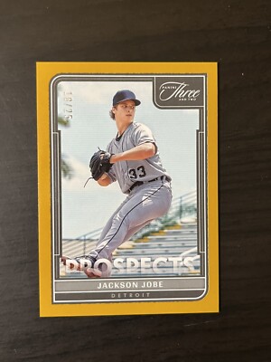 Jackson Jobe Three and Two prospects Gold /25 #P-12 RC SSP Detroit Tigers Star