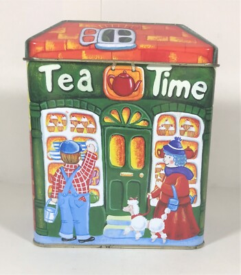Fosters leere Tea Time Keksdose in Form wie Laden Top gebrauchter Zustand