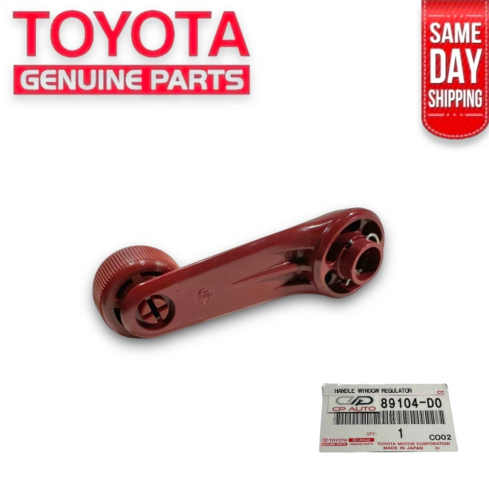 86 - 92 TOYOTA PICKUP RIGHT LEFT DOOR WINDOW CRANK INSIDE HANDLE SET RED OEM NEW - Image 2 of 4