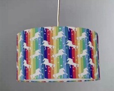New HQ kid room rainbow strips unicorn print lamp shade pendant light shade