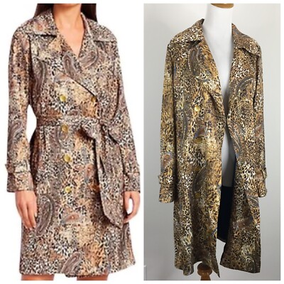 NWT L'AGENCE Womens sz Small Bronze Valencia Print ATTICUS Trench Coat Jacket