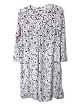 Aria Collection Women  s Size M Nightgown Long Velour Cardinals Flowers Pockets