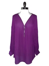 NEW CITY CHIC Plus Size 18W Blouse Shirt Top Purple Long Sleeve