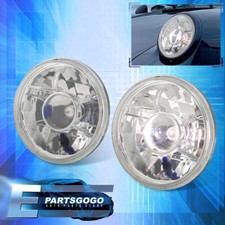 Universal Clear 7 H6024 Round Projector Headlights Head Lamps With Bulbs Pair