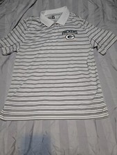 NFL Team Apparel Green Bay Packers Polo Shirt Mens Large White/Green Striped