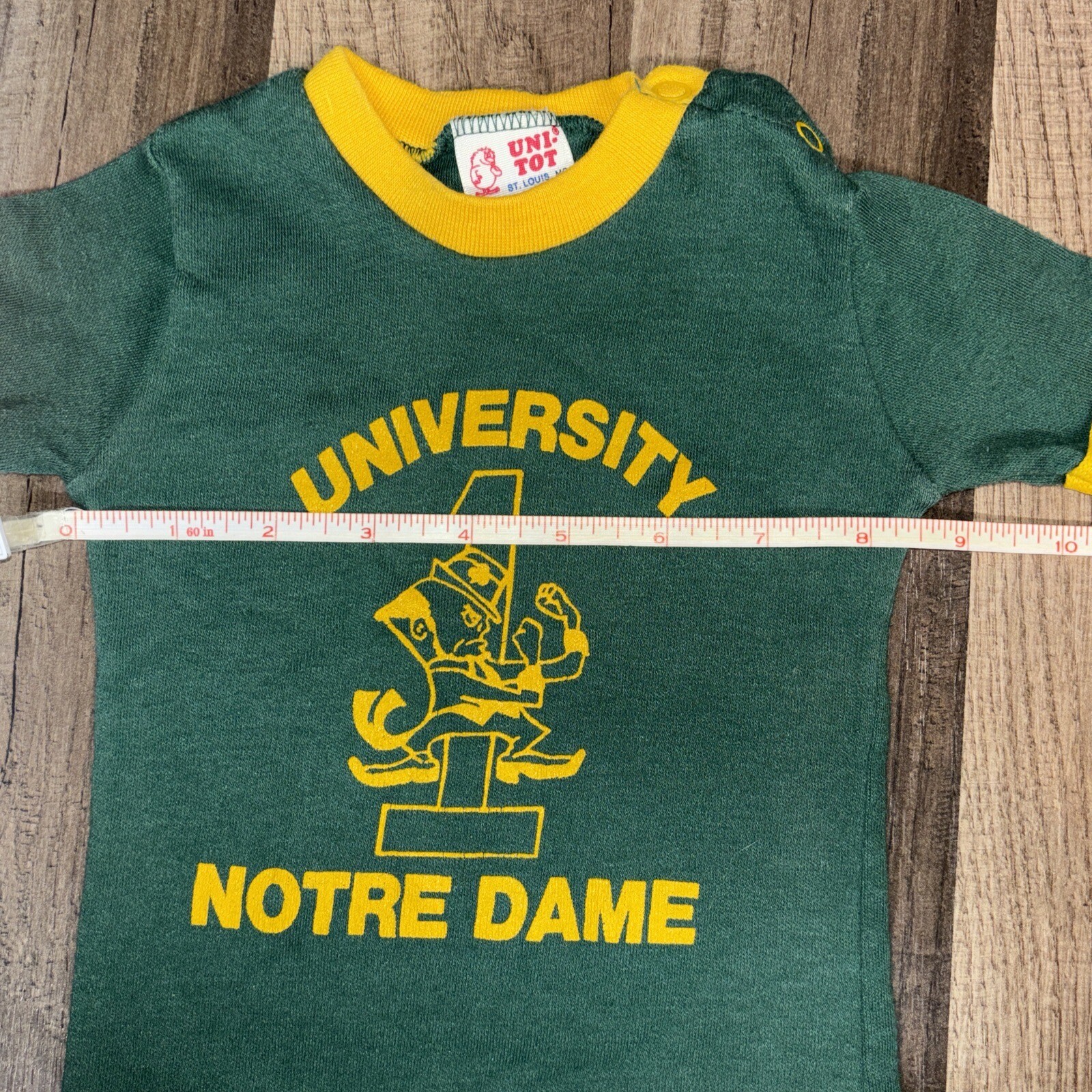 VTG Notre Dame Shirt Size 18 Months Green Uni Tot NCAA Football 70s 80s Toddler eBay