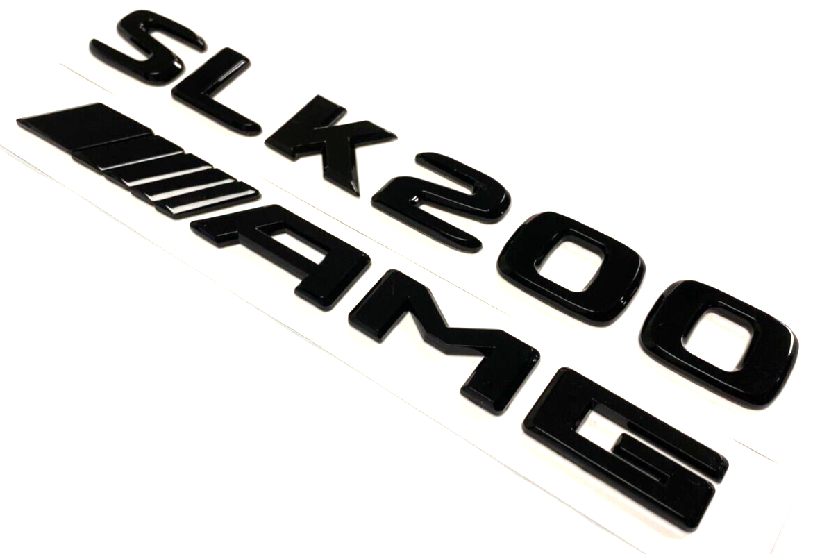 BLACK SLK200+AMG FOR MERCEDES REAR TRUNK EMBLEM BADGE NAMEPLATE DECAL NUMBERS