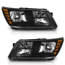 WEELMOTO For 2009-2020 Dodge Journey Headlights Pair Black Left+Right Headlamps