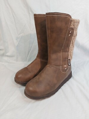 Muk Luks Stacy Winter Boots Brown Women's M knit back
