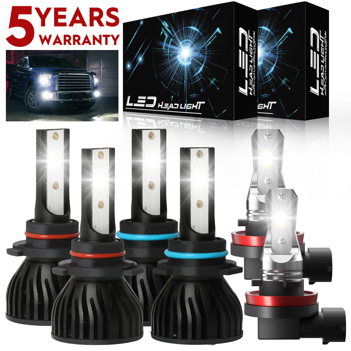 For Honda Accord Sedan 4-Door 2005-2012 6000K LED Headlight Bulbs Fog Lights P4C