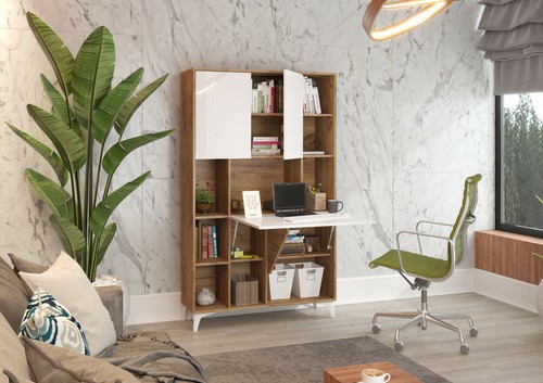 Klappbare Schreibtisch Megan 2 Regale Haushaltsbüro Wandtisch Computertisch - Bild 54 von 91