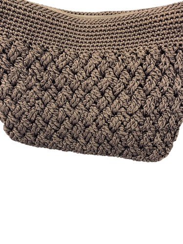 New The Sak mushroom brown crocheted handbag zip close crossbody purse - Picture 6 of 13