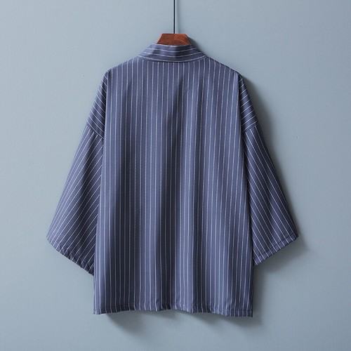 Men Women Kimono Jacket Coat Cardigan Outwear Yukata Haori Japanese Striped - Picture 18 of 30