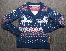 Tipsy Elves Women's Small Christmas Sweater Party Holidays Humping Deer V-neck