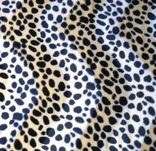 Velboa Faux Fur Dalmatian Wave Fabric Tan Black Short Pile Animal Print by Yard