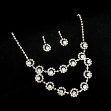 Ensemble De Bijoux Boucles D'Oreilles Collier Strass Bijoux De Mariée Mariage