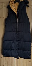 Womens Zara Hooded Gilet Size S  Reversible Bodywarmer Puffer Midi