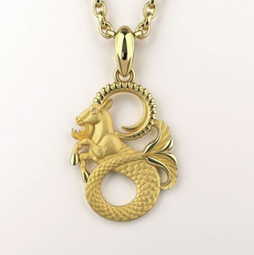Real Solid Yellow Gold Capricorn Zodiac 