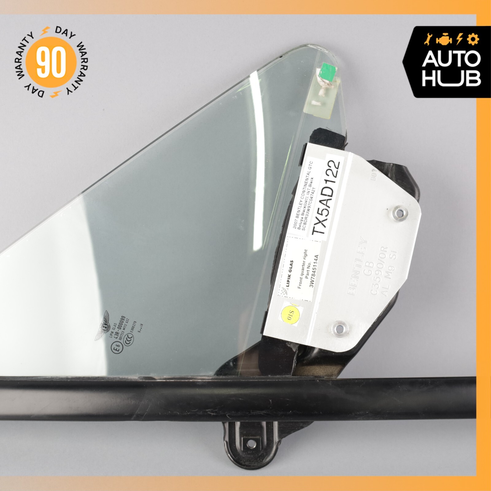 07-11 Bentley Continental GTC Front Right Side Door Vent Window Glass OEM 52k