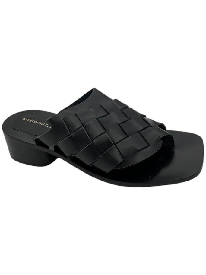 НАМЕРЕННО ПУСТЫЕ Плетеные кожаные сандалии черного цвета