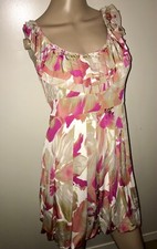 Forever 21 Dress Womens Small Ruffled Floral Brown Pink XXI Fall
