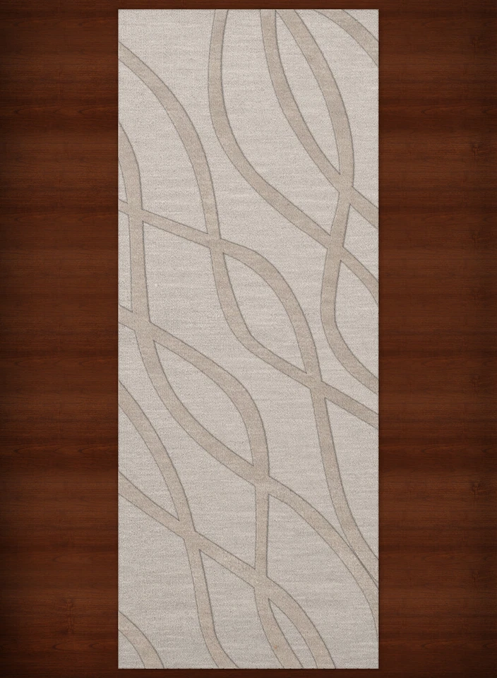 Ivory Transitional Hand Hooked Swirls Lines Stripes Area Rug Abstract DV10 - Image 2 of 2
