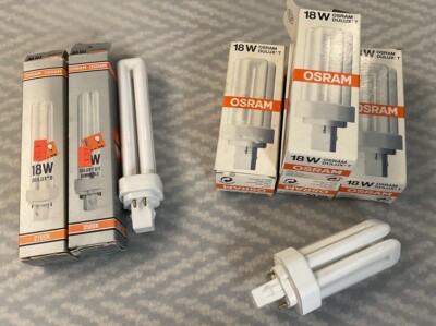 Lot of 6 OSRAM DULUX T & D 18W  Compact Fluorescent Light Bulb Lamp Lamps Bulbs