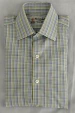 TURNBULL ASSER 15 x34 ALL COTTON ENGLISH MADE MULTICOLOR PLAID DRESS SHIRT