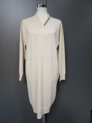 Peserico Strickkleid Neu NP 540,-Beige V-Ausschnitt Glitzer Gr 36 I 40 Z10-100